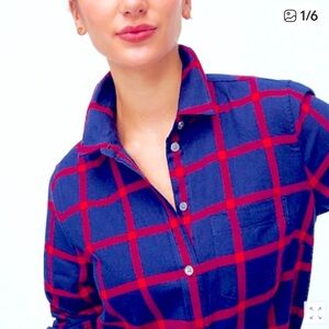 X S J. Crew Flannel Button Down Shirt 100% cotton blue red